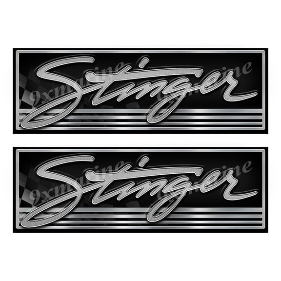 2 Stinger Boat Stickers. Remastered Name Plate