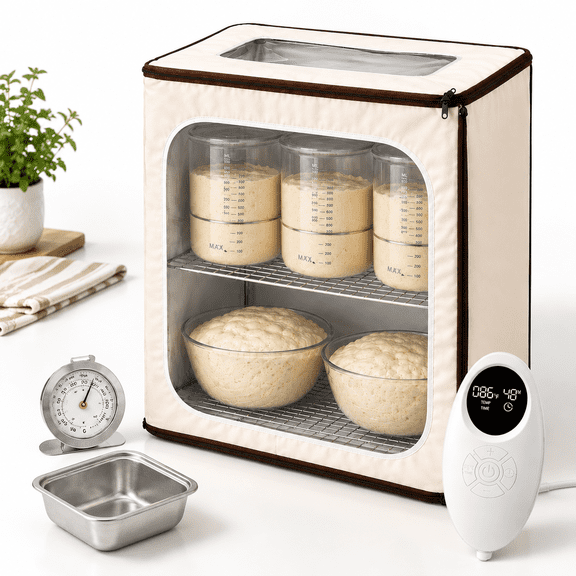 2-Story Bread Proofing Box, Large Capacity Dough Proofer with Temperature Control and Timer