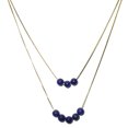 thumbnail image 1 of 2-Strand Blue Lapis Stone 18k Gold-Flashed Sterling Silver Box Chain Necklace 20"+2", 1 of 2