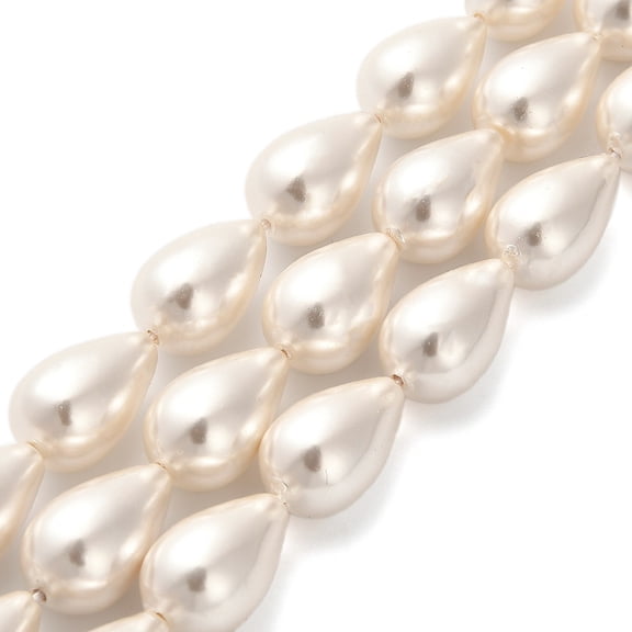 2 Strand Electroplate Shell Pearl Beads Strands Teardrop Cornsilk 17x10.5mm Hole: 0.9mm about 22pcs/strand 15.91 inch(40.4cm)