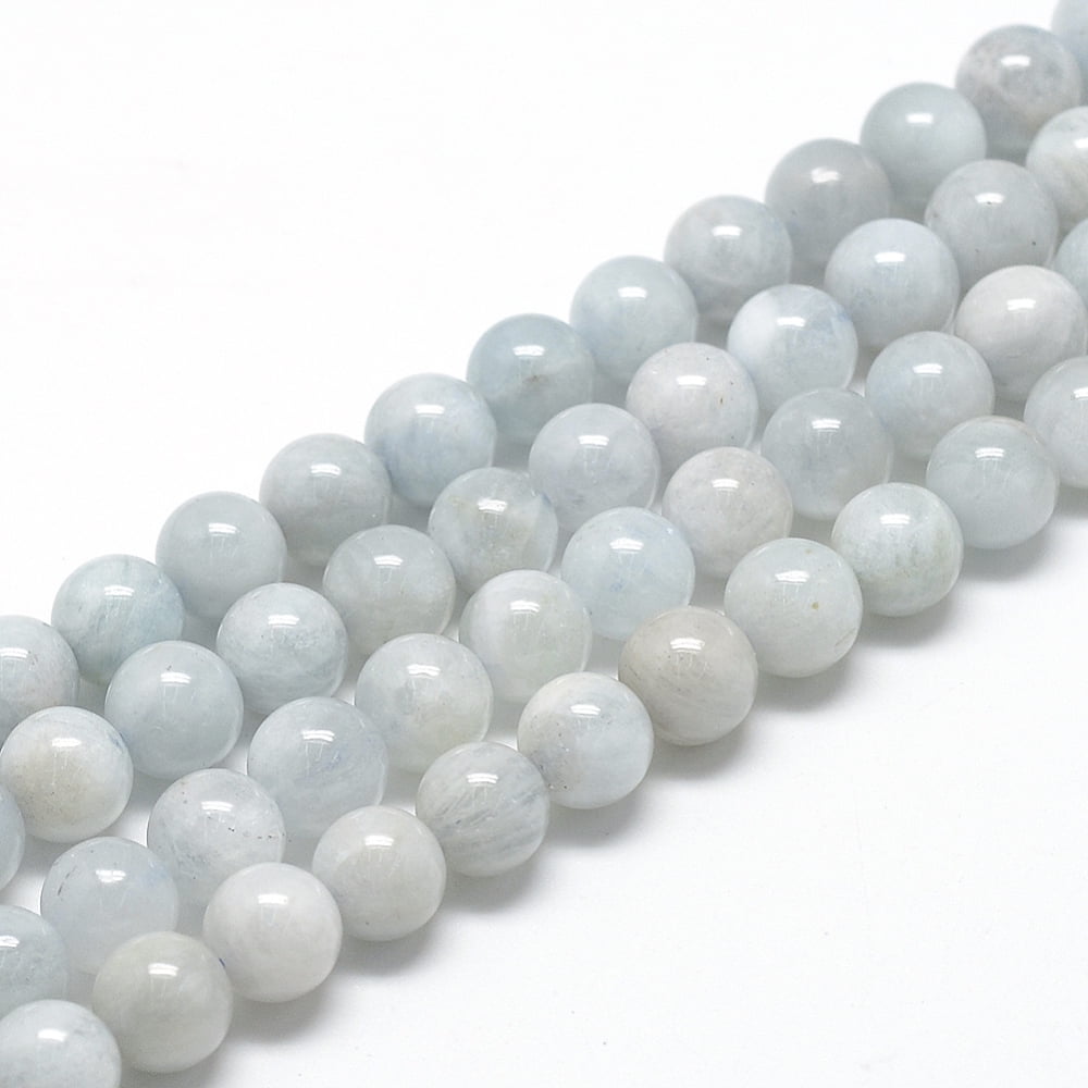 2 Strand Natural Aquamarine Beads Strands Grade AB Round 8~9mm Hole ...