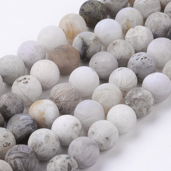 2 Strand Natural Bamboo Leaf Agate Beads Strands Frosted Round 10mm Hole: 1mm 40pcs/strand 15.3 inch(39cm)