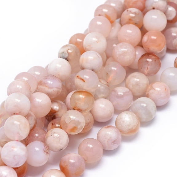 2 Strand Natural Cherry Blossom Agate Beads Strands Round 10mm Hole: 0.8mm 37pcs/strand 15.5 inch(39cm)