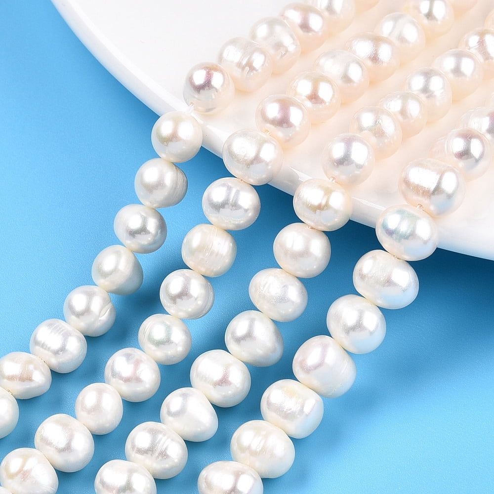 2 Strand Natural Cultured Freshwater Pearl Beads Strands Potato Creamy White 6.5~7mm Hole: 0.6mm about 52~54pcs/strand 13.39 inch(34cm)