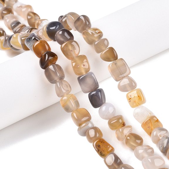 2 Strand Natural Grey Agate Beads Strands Tumbled Stone 7~12x9~11x9~11mm Hole: 1mm about 37~39pcs/strand 14.29~14.72 inch(36.3~37.4cm)