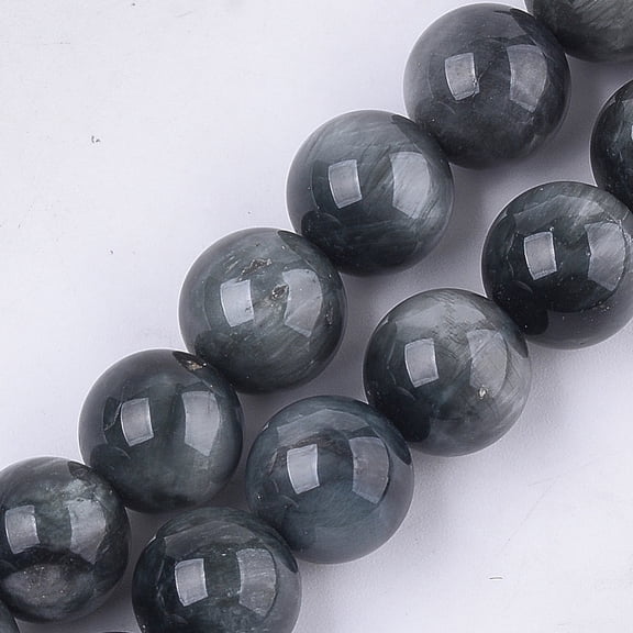 2 Strand Natural Hawk's Eye Beads Strands Eagle Eye Stone Grade A Round 10mm Hole: 1mm 18~20pcs/strand 7.4 inch