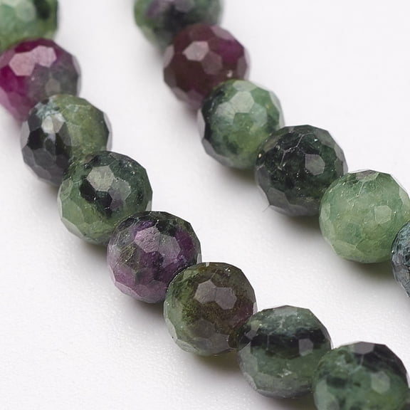 2 Strand Natural Ruby in Zoisite Bead Strands Faceted Round 4.5mm Hole: 1mm 93pcs/strand 15.5 inch