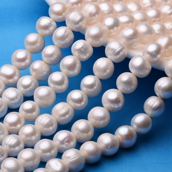 2 Strand Potato Natural Cultured Freshwater Pearl Beads Strands Beige 11~12mm Hole: 0.8mm about 33~38pcs/strand 13.7 inch~15.7 inch
