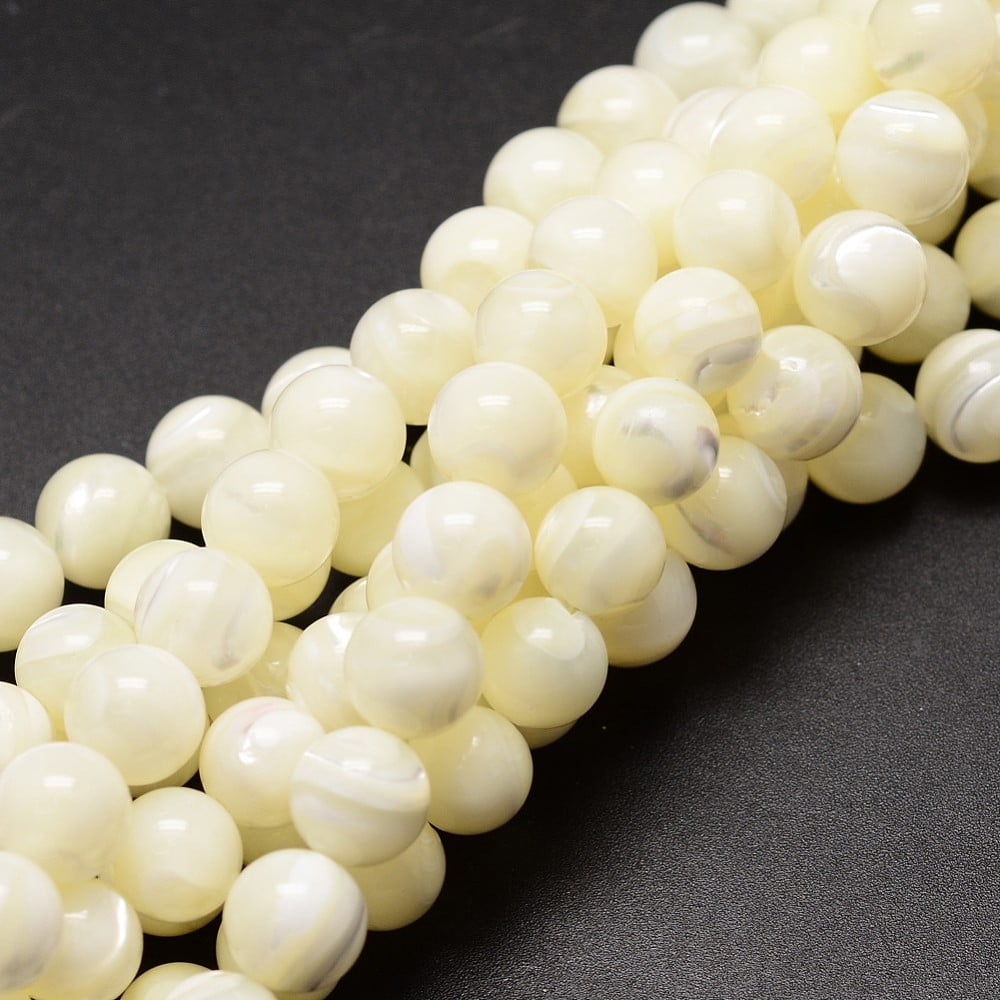 2 Strand Shell Beads Strands Round 8~8.2mm Hole: 1mm 48~51pcs/strand 14 ...
