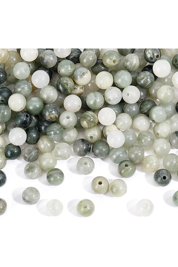 2 Strands 184 Pcs Natural Green Rutilated Quartz Beads 4mm Round Stone Beads Loose Gemstone Spacer Beads Energy Crystal Beads for DIY Craft Bracelet Necklace Jewelry Making
