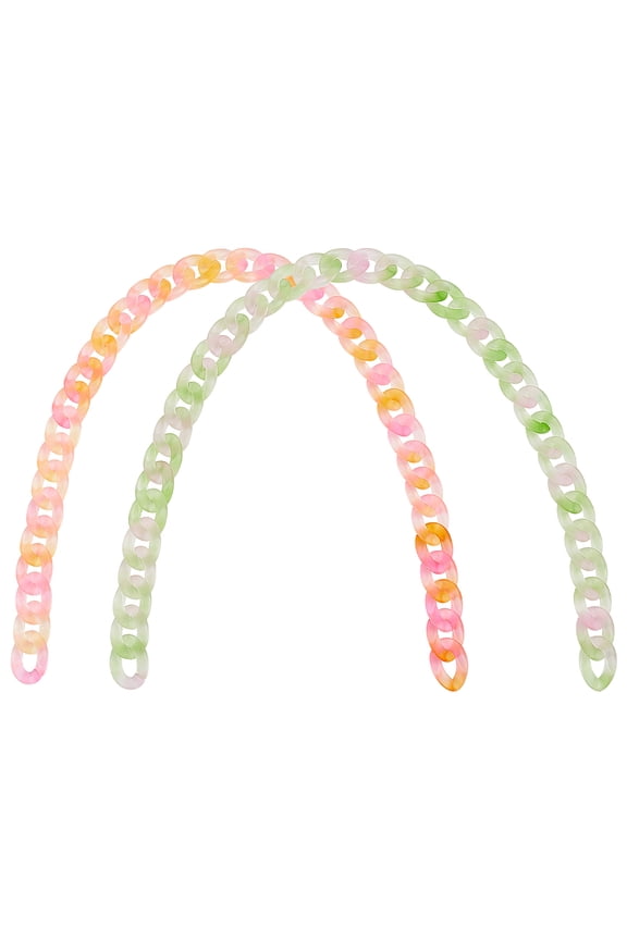 2 Strands 2 colors Handmade Transparent Acrylic Curb Chains Mixed color 30x20.5x6mm 23.8 inch(60.5cm)/strand