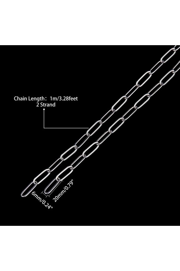 2 Strands(3.28ft/Strand) 6mm Soldered Paperclip Chains Stainless Steel Cable Chains Drawn Elongated Cable Chain Metal Chains for Women DIY Necklace Jewelry Making Stainless Steel Color