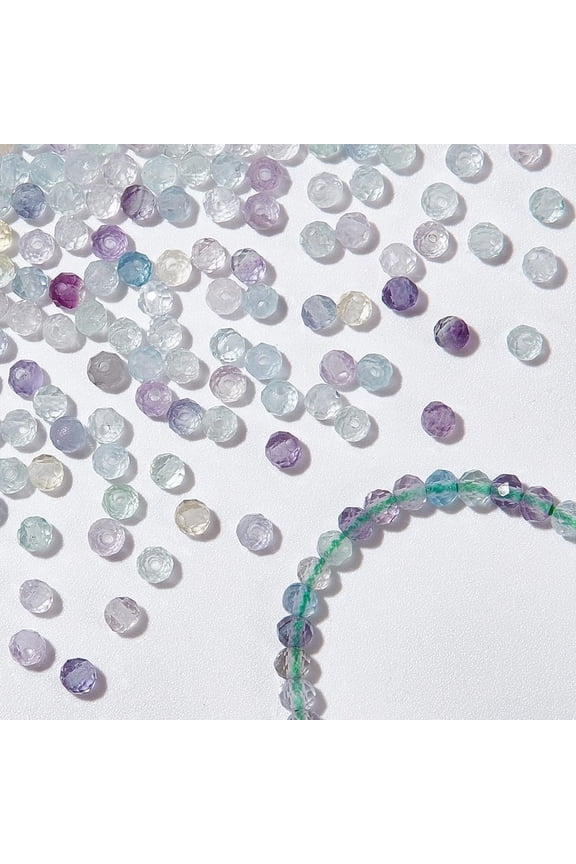 2 Strands 316-410 Pcs Natural Fluorite Beads 2mm Faceted Round Stone Beads Loose Gemstone Beads Spacer Beads for DIY Crafts Necklace Bracelet Jewelry Making for DIY