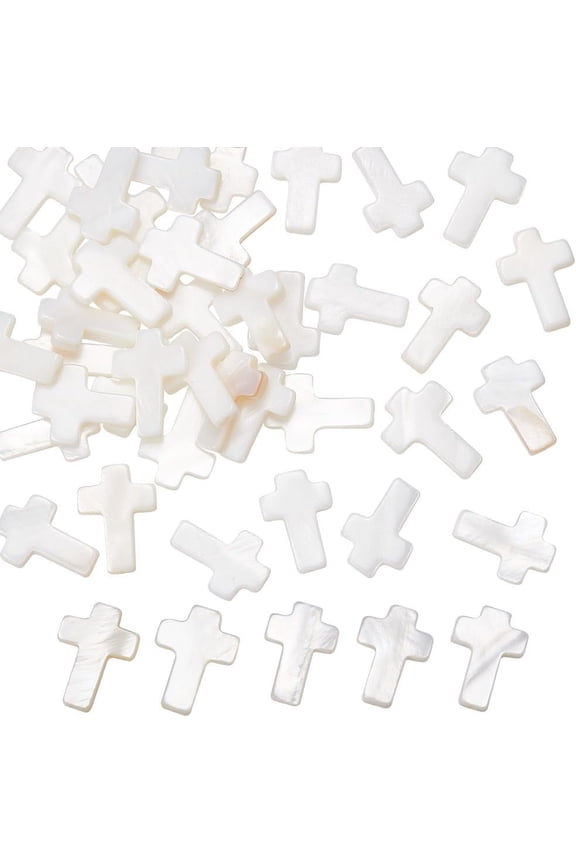 2 Strands 38 Pcs Charm Undyed Freshwater Shell Beads Strands Crucifix Charms Shell Spacer Beads for Necklace Earring Bracelet Jewelry Making colorful
