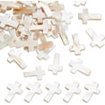 thumbnail image 1 of 2 Strands 46 Pcs Cross Charm Undyed Sea Shell Cross Beads Crucifix Cross Pendants Drilled Beads Strands For Easter, 1 of 7