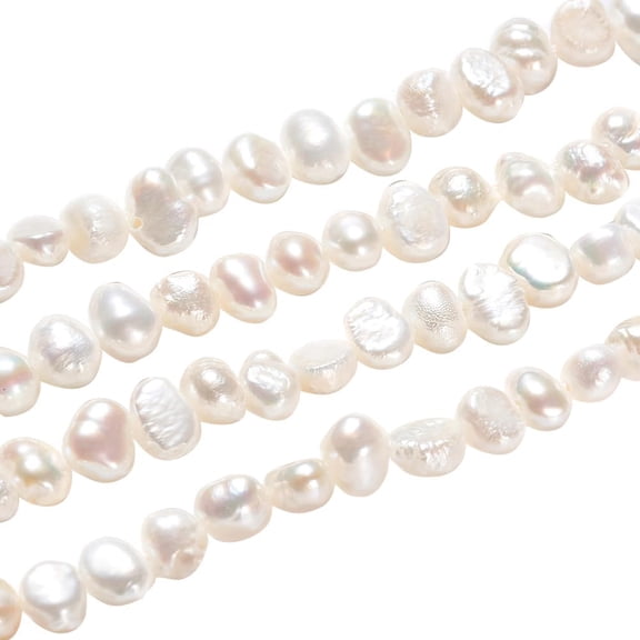 2 Strands About 78-84 Pcs Natural Cultured Freshwater Pearl Beads 4x3mm Grade A Two Sides Polished White Freshwater Pearl Loose Irregular Pearl Charms Beads for DIY Bracelet Jewelry Making