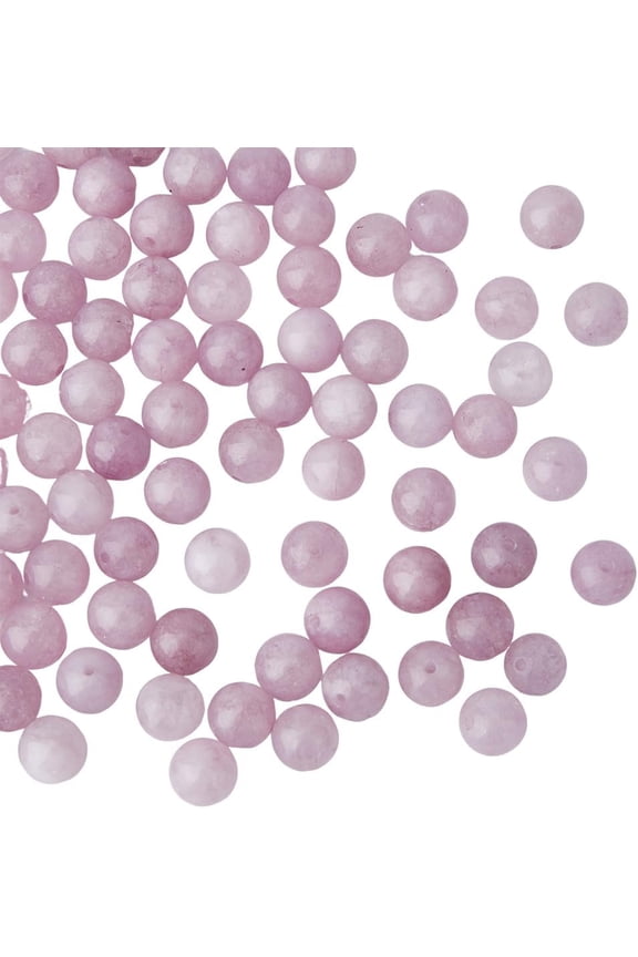 2 Strands 94Pcs Natural Kunzite Beads Strands 8mm Natural Round Gemstone Beading Strands Center Drilled Spacer Stone Beads Charms Stones Decorations for Jewelry Making