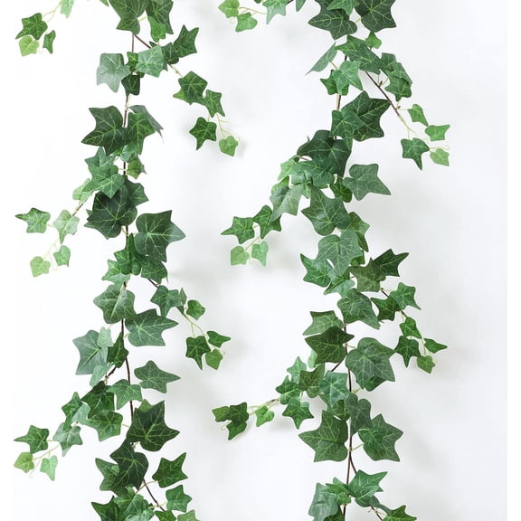 2 Strands Artificial Vines Ivy Garland 79" Fake Vine with Silk Green Leaves Faux Hanging Plants Greenery Decoration for Outdoors Party Wedding Indoor Mantle Bedroom Home Decor (Ivy)