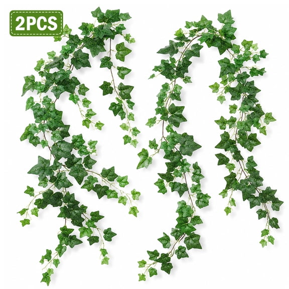 2 Strands Fake Vines Ivy Garland 79" Artificial Ivy Leaf Garland with Silk Green Leaves Faux Hanging Greenery Decoration for Wedding Party Indoor Outdoor Home Decor