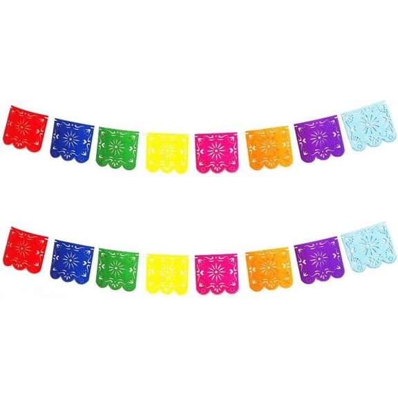 2 Strands Felt Square Flags Hollow Flower Streamer Hanging Banner