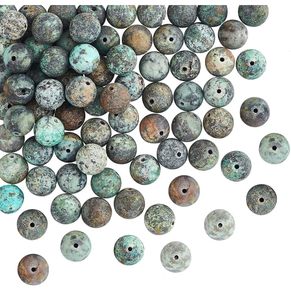 2 Strands Natural African Turquoise(Jasper) Round Beads Frosted Turquoise Jasper Beads with Storage Box for Jewelry Making DIY Bracelet Necklace Accessory 15.5Inch/39cm (10mm)