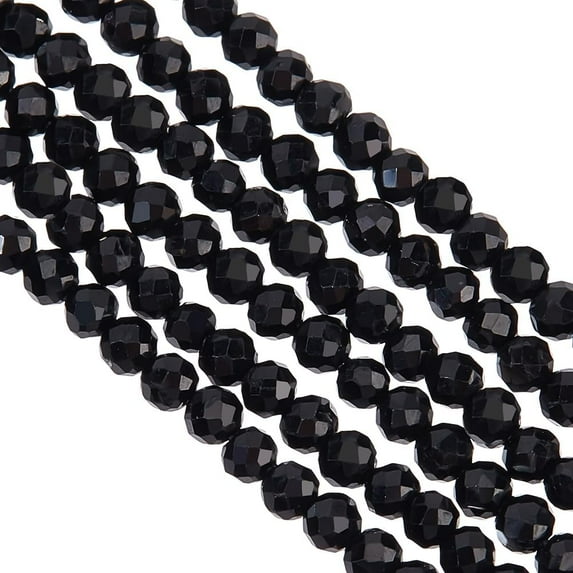 2 Strands Natural Black Tourmaline Beads Strands Faceted Round 2mm Hole: 0.6mm about 185pcs/strand 15.20~15.43 inch(38.6~39.2cm)