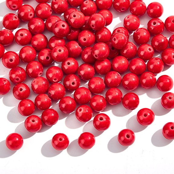 2 Strands Natural Dyed Mashan Jade Gemstone Beads Strands Round Red 8mm Hole: 1mm about 50pcs/strand 15.7 inch
