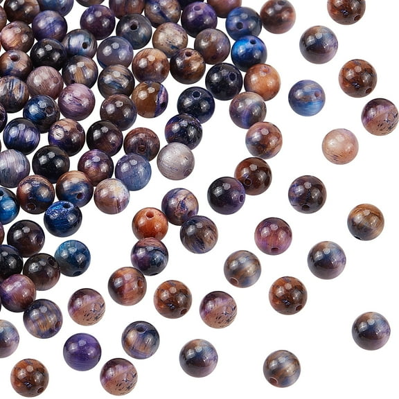 2 Strands Natural Galaxy Tiger Eye Beads Strands Round Dyed & Heated 6.5mm Hole: 0.9mm about 63~64pcs/strand 15.55~15.94 inch(39.5~40.5cm)