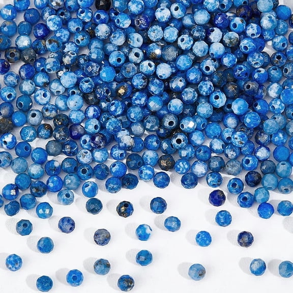 2 Strands Natural Lazuli Beads Strands Faceted Round 2mm Hole: 0.5mm 185~200pcs/strands 37~39cm diy
