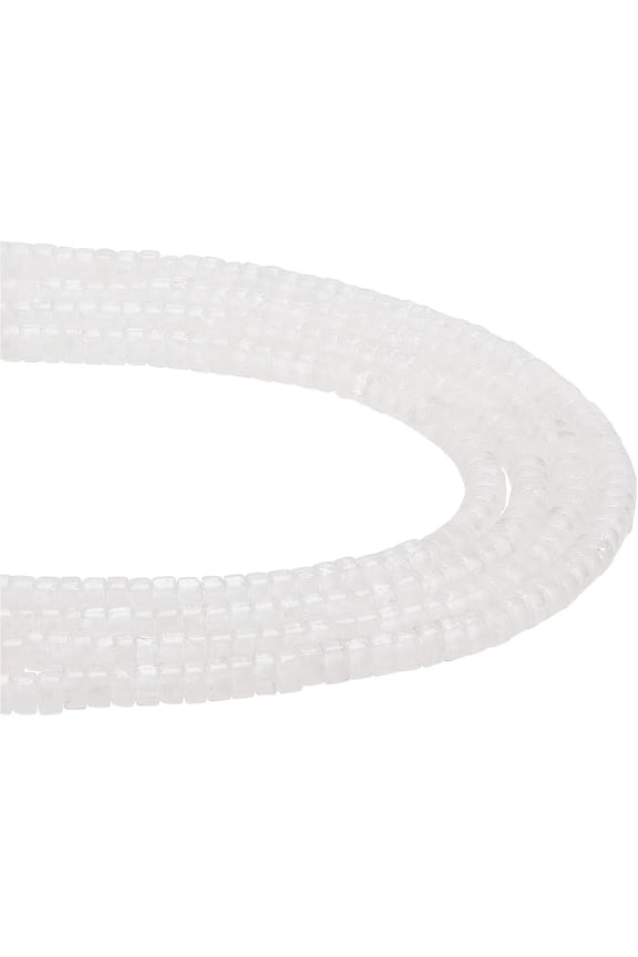 2 Strands Natural Quartz Beads Disc Stone Spacer Beads for Bracelets Necklace Beading Jewelry Making Woman Gifts Loose White Beads Flat Round Gemstone Caps
