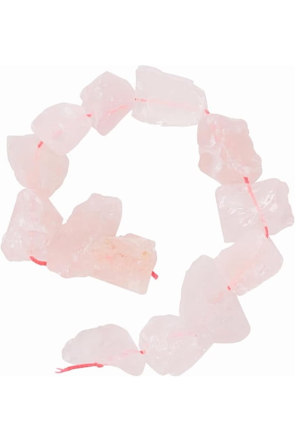 2 Strands Natural Rose Quartz Beads Natural Raw Irregular Gemstones Beads Strands Nugget Rough Beads Drilled Strand for DIY Craft Bracelet Necklace Jewelry Making for DIY Rose Quartz