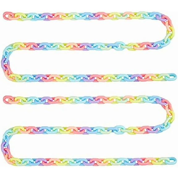 2 Strands Plastic Rainbow Chains Handmade Cable Chains Acrylic Link Rings for Jewelry Making