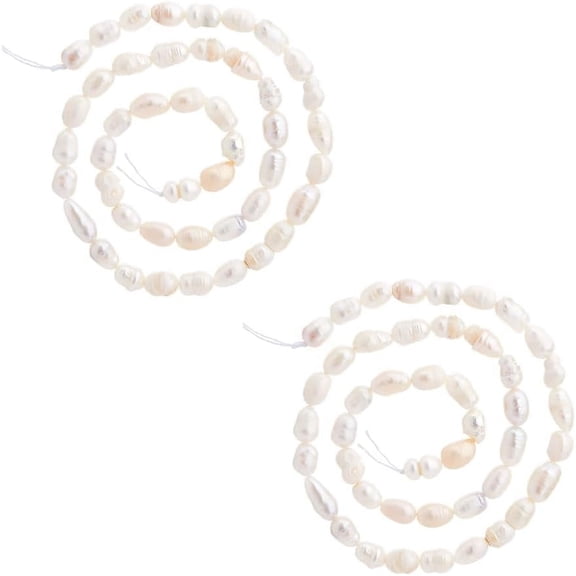 2 Strands Seashell Natural Pearl Beads Cultured Freshwater Strands White Irregular String of Pearls