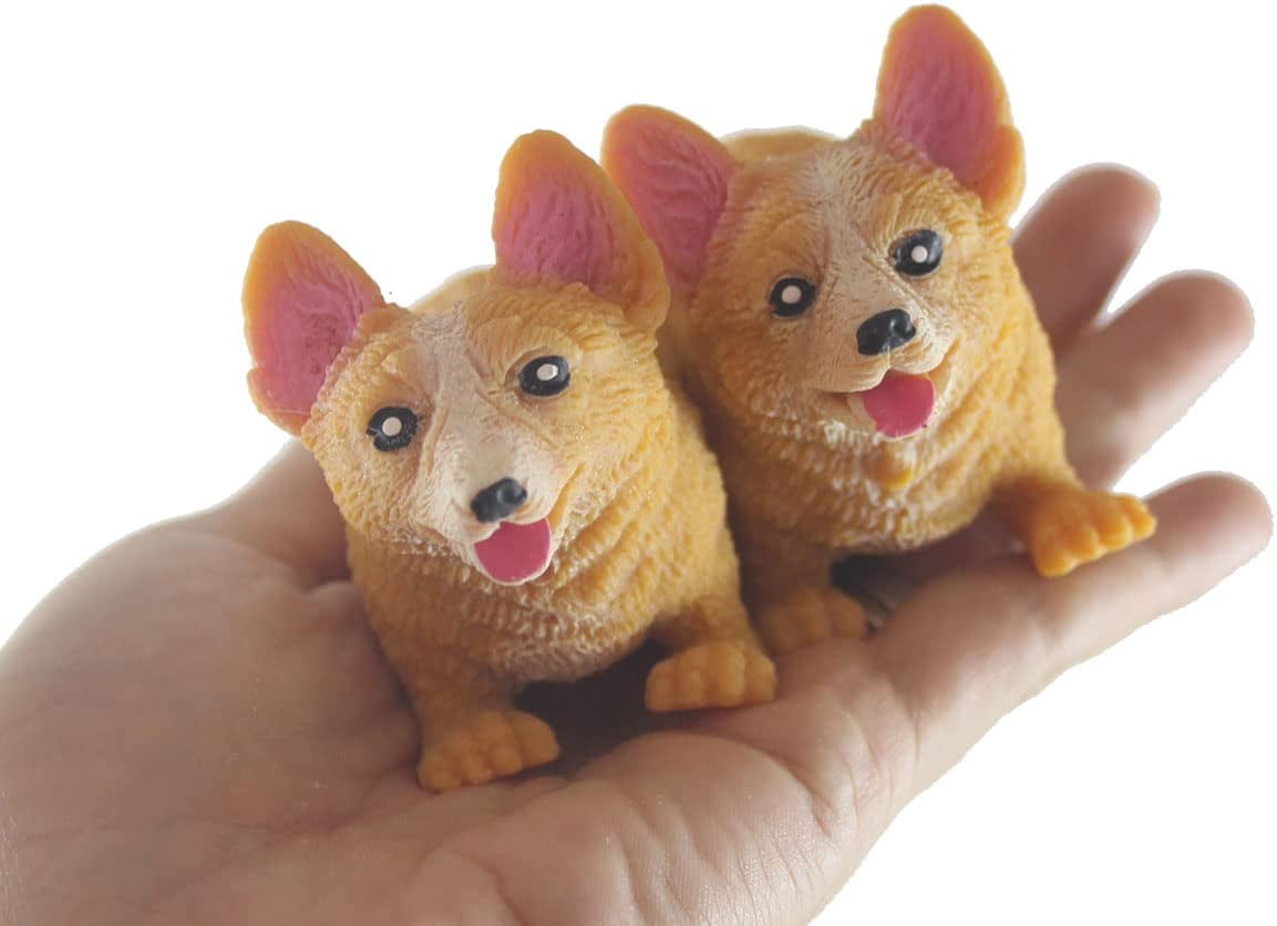 2 Stretchy Corgi Dog Crushed Bead Sand Filled - Doggy Lover Sensory Fidget  Toy Weighted 