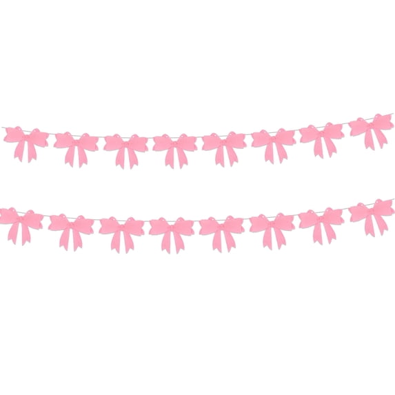 2 String of 8 PCS Valentines Party Decoration Bow Garland, Coquette Party Decorations,Bow Birthday Decor for Girls, Bachelorette Decorations 2025,Baby Girl Banner and Garland for Shower Pink