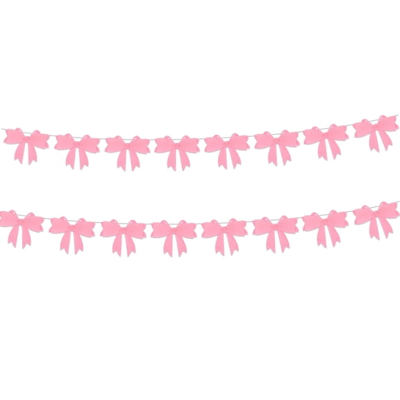 2 String of 8 PCS Valentines Party Decoration Bow Garland, Coquette Party Decorations,Bow Birthday Decor for Girls, Bachelorette Decorations 2025,Baby Girl Banner and Garland for Shower Pink