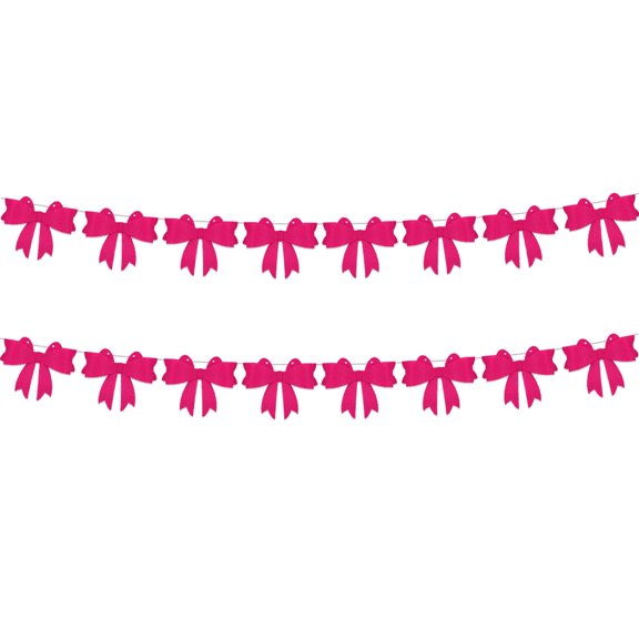 2 String of 8 PCS Valentines Party Decoration Bow Garland, Coquette Party Decorations,Bow Birthday Decor for Girls, Bachelorette Decorations 2025,Baby Girl Banner and Garland for Shower Purple