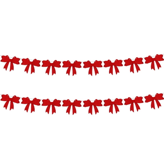 2 String of 8 PCS Valentines Party Decoration Bow Garland, Coquette Party Decorations,Bow Birthday Decor for Girls, Bachelorette Decorations 2025,Baby Girl Banner and Garland for Shower Red