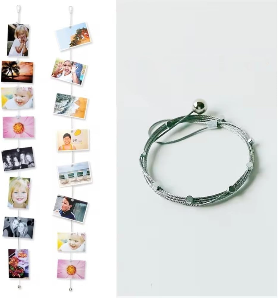 2 Strings Magnetic Photo Frame Rope Wire with Magnets Cables for ...