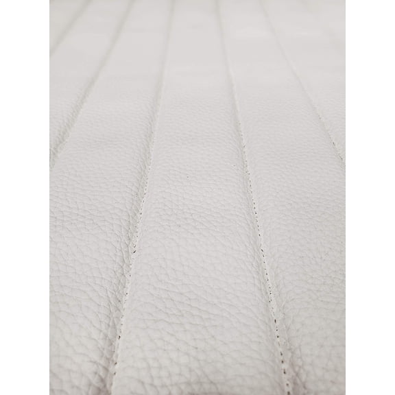 2" Stripe Diamond Quilted Vinyl Upholstery Fabric 3/8" Foam Backing 52" Wide Sold by Yard Modern Automotive Upholstery for Auto, Furniture, Gaming Chairs, Panels & Custom Builds, Bar Seating (White)