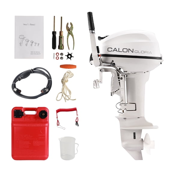 2 Stroke 15HP Calon Outboard Motor with Fuel Tank, 246cc Heavy Duty Short Shaft Fishing Boat Engine with Water Cooling System & CDI Ignition System for Inflatable Boat Kayak Canoe Sailboat