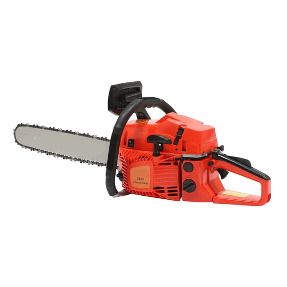 2-Stroke 2.6KW Chainsaw, 3.53-3.6hp, 58cc, 20" Chain, 50cm Max Cut. Diaphragm Carb for Fuel Saving, Lightweight Design. Red/Black. Ideal for Wood Cutting, Tree Pruning