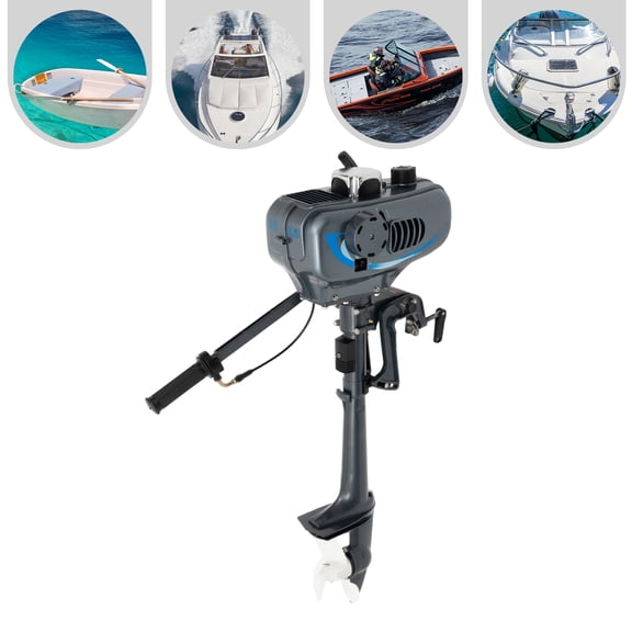 2 Stroke 3.5HP Outboard Boat Motor, Water Cooling CDI Ignition Gas Powered Trolling Engine, Heavy Duty Marine Outboard Motor for Fishing Kayak Rubber Inflatable Boat Propulsion