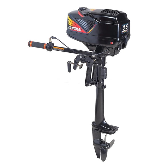 2 Stroke 3.6 HP Gasoline Outboard Motor, 55cc Fishing Boat Engine with Water Cooling System Clutch Control Black