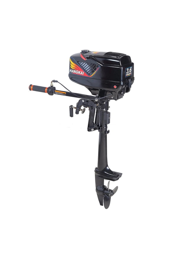 2 Stroke 3.6 HP Gasoline Outboard Motor, 55cc Fishing Boat Engine with Water Cooling System Clutch Control Black