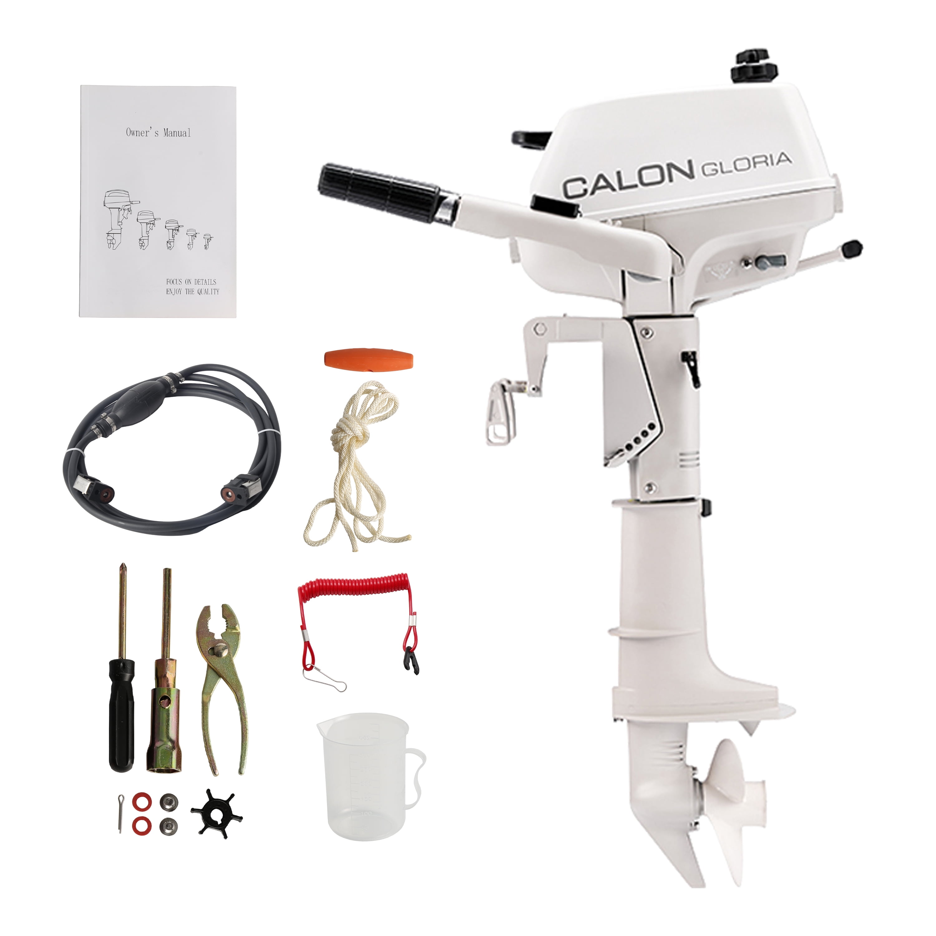2 Stroke 3HP Calon Outboard Motor, 70cc Heavy Duty Short Shaft Fishing Boat Engine with Water Cooling System & CDI Ignition System for Inflatable Boat Kayak Canoe Sailboat
