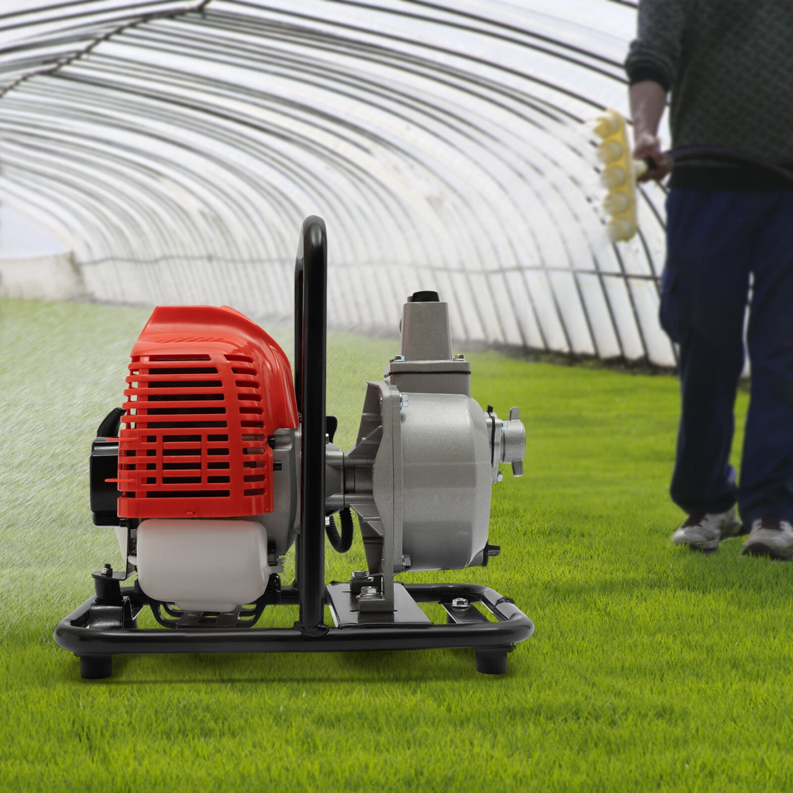 2-Stroke 43CC Gas Water Pump, 35GPM High Flow Gasoline Engine Extra Air Filter Pump Irrigation Drainage Flood Control