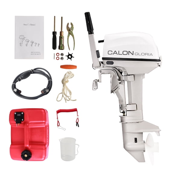 2 Stroke 9.8HP Calon Outboard Motor with Fuel Tank, 169cc Heavy Duty Short Shaft Fishing Boat Engine with Water Cooling System & CDI Ignition System for Inflatable Boat Kayak Canoe Sailboat