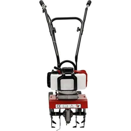 2 Stroke Gas Powered Mini Tiller Cultivator with Widened Mudguard, 2-Cycle Engine Powerful Garden Rototiller Tilling Tool for Field Soil Cultivation and Gardening Lawn Care (2HP - 52CC - 6500 RPM)