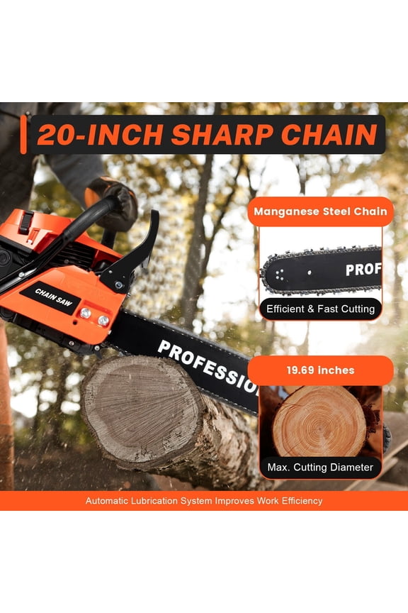 2-Stroke Gasoline Chainsaw 58 CC 20" Bar Power Engine Wood Cutting Gas Chain Saw for gardens, farms, parks